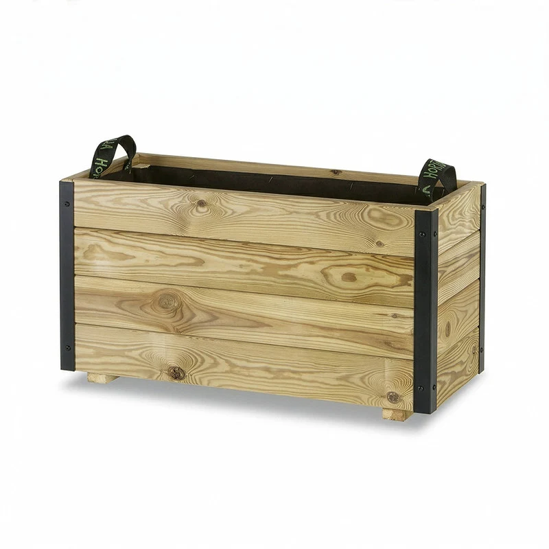 Jardinera De Madera Con Refuerzo De Aluminio 70x30x40 Cm Ghio Al Hortalia