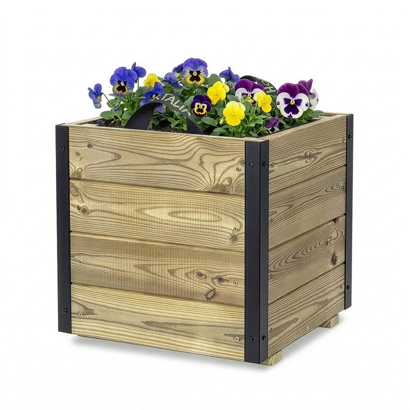 Jardinera De Madera Con Refuerzo De Aluminio 40x40x40 Cm Pun Al Hortalia