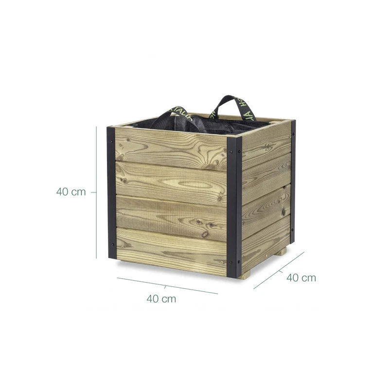 Jardinera De Madera Con Refuerzo De Aluminio 40x40x40 Cm Pun Al Hortalia