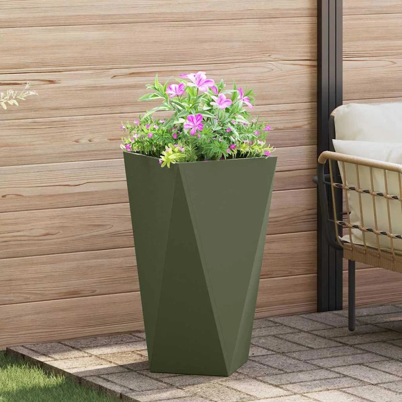 Jardinera Verde Oliva 40 X 40 X 75 Cm Acero