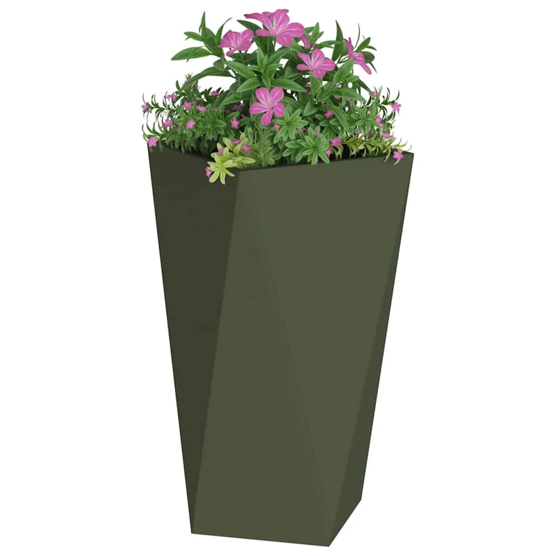 Jardinera Verde Oliva 40 X 40 X 75 Cm Acero