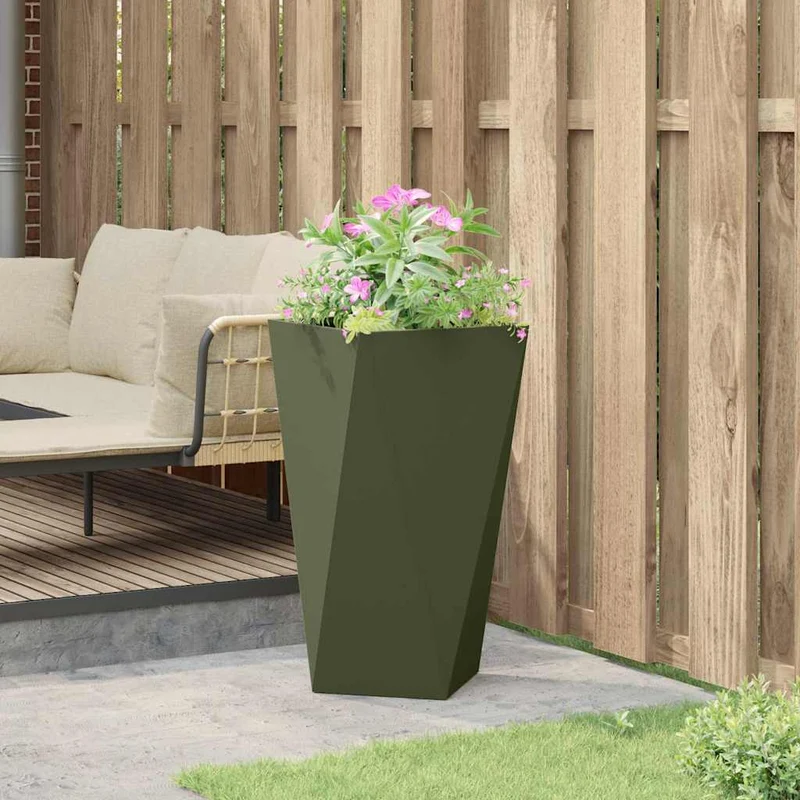 Jardinera Verde Oliva 40 X 40 X 75 Cm Acero