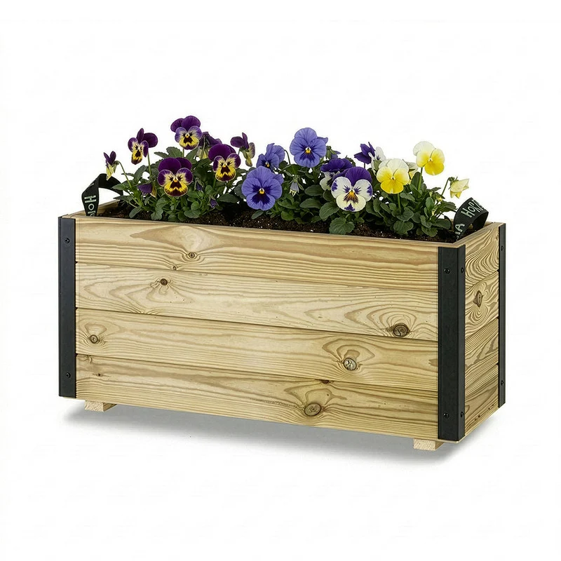 Jardinera De Madera Con Refuerzo De Aluminio 80x30x40 Cm Ghio Al Hortalia