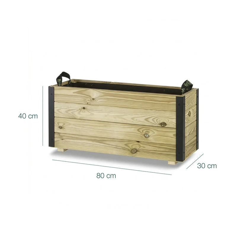 Jardinera De Madera Con Refuerzo De Aluminio 80x30x40 Cm Ghio Al Hortalia
