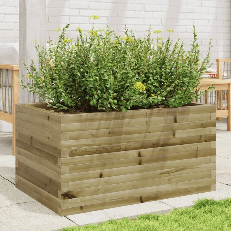 Jardinera De Madera De Pino Impregnada 90x60x45,5 Cm