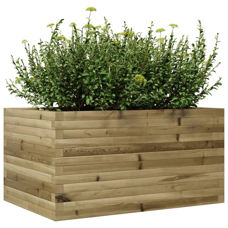 Jardinera De Madera De Pino Impregnada 90x60x45,5 Cm