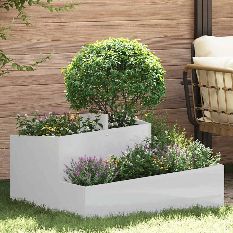 Macetero De Jardín Plateado 80 X 80 X 50 Cm Acero Galvanizado