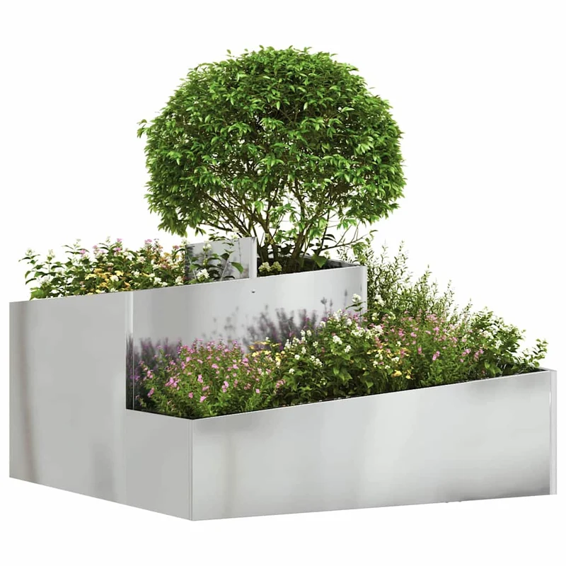Macetero De Jardín Plateado 80 X 80 X 50 Cm Acero Galvanizado