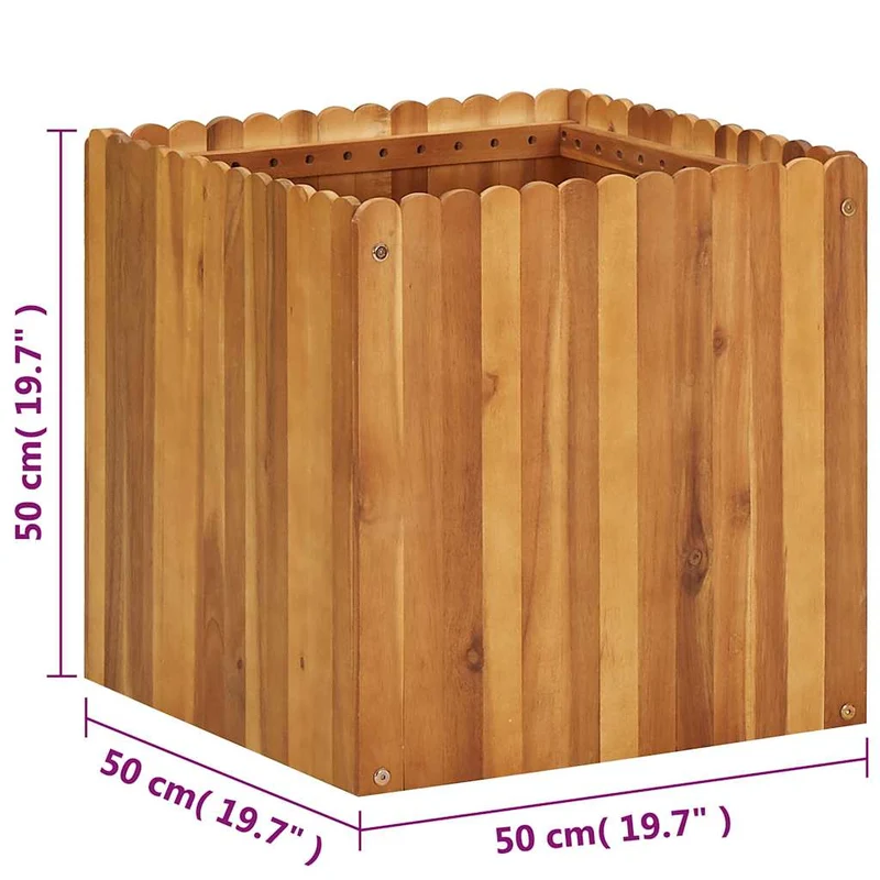 Arriate De Madera Maciza De Acacia 50x50x50 Cm