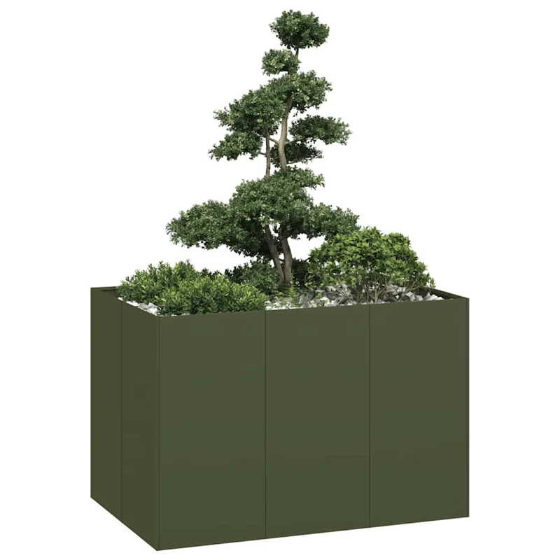Jardinera Acero Verde Oliva 120x80x80 Cm