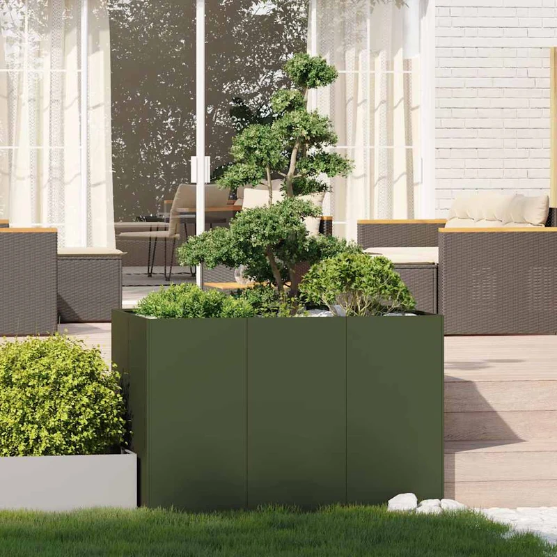Jardinera Acero Verde Oliva 120x80x80 Cm