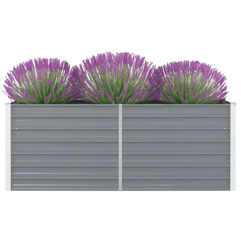 Jardinera Elevada De Acero Galvanizado Gris 160x80x45 Cm