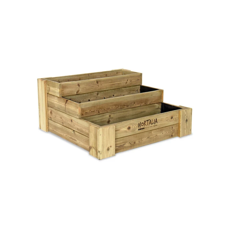 Cajón De Cultivo De Madera Tratada 80x80x40 Cm Box Stairs 80 Hortalia