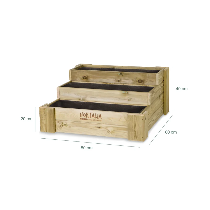 Cajón De Cultivo De Madera Tratada 80x80x40 Cm Box Stairs 80 Hortalia