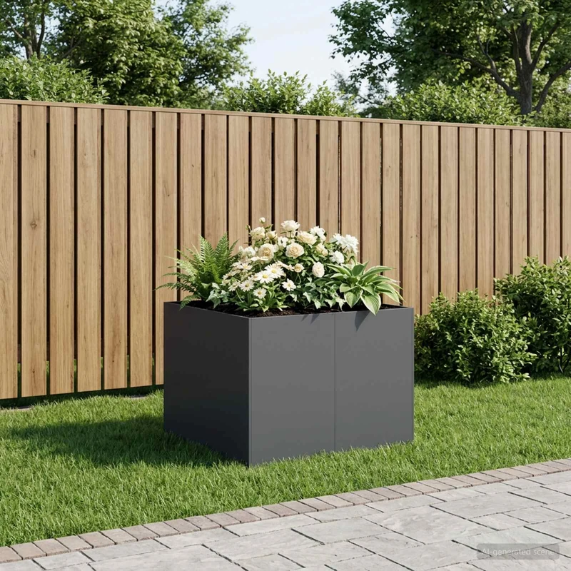 Macetero De Jardín Gris Antracita 80 X 80 X 60 Cm
