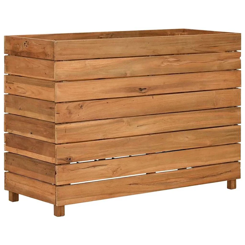 Arriate Elevado Madera De Teca Reciclada Y Acero 100x40x72 Cm