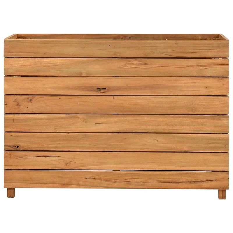 Arriate Elevado Madera De Teca Reciclada Y Acero 100x40x72 Cm