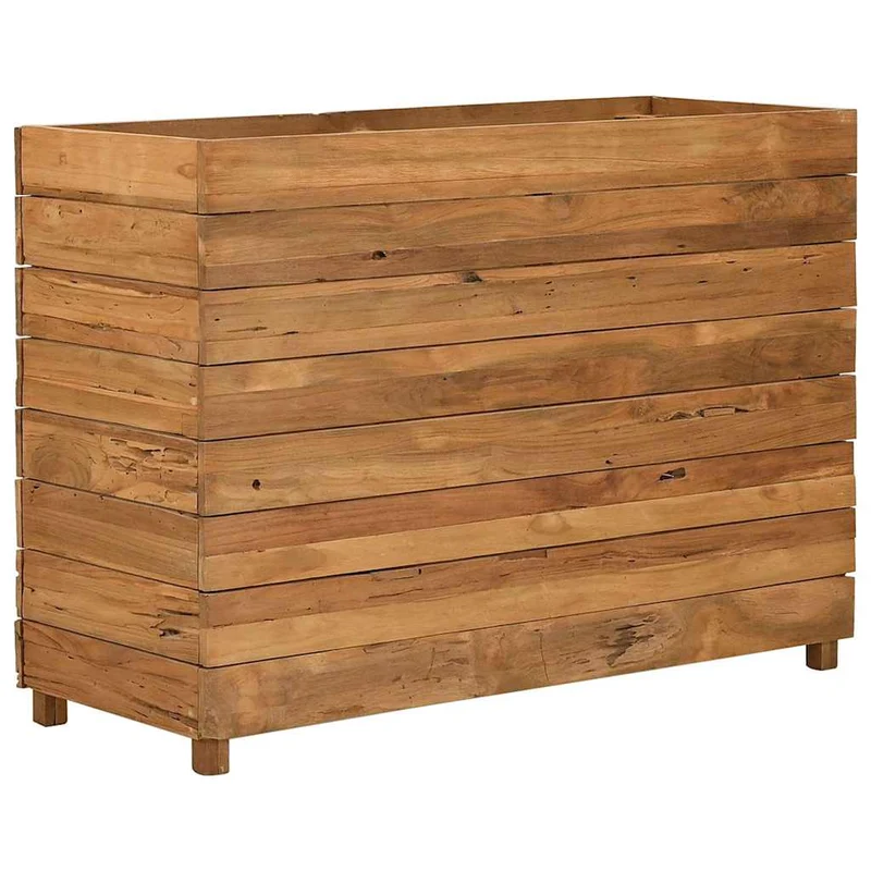 Arriate Elevado Madera De Teca Reciclada Y Acero 100x40x72 Cm