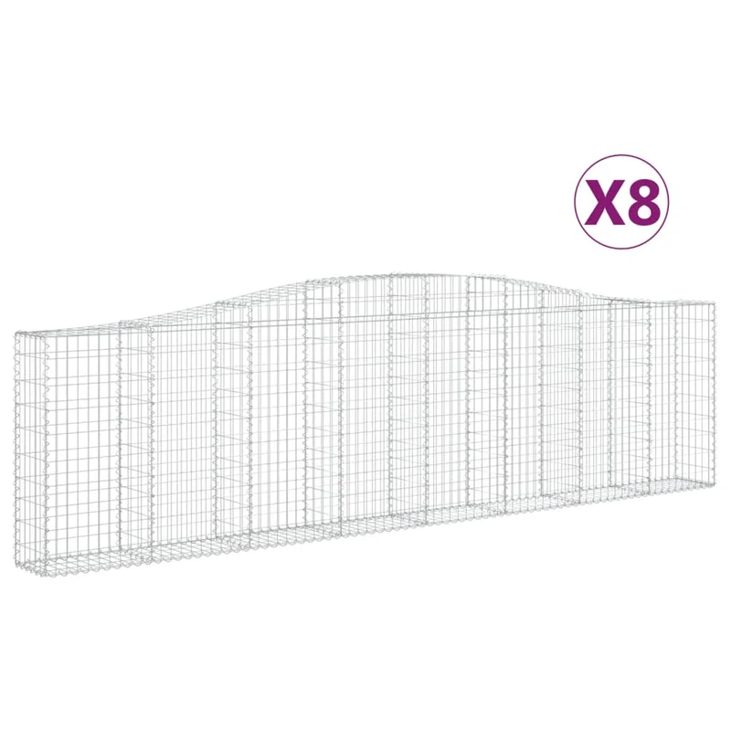 Cestas De Gaviones 8 Uds Forma De Arco Hierro 400x30x100/120 Cm