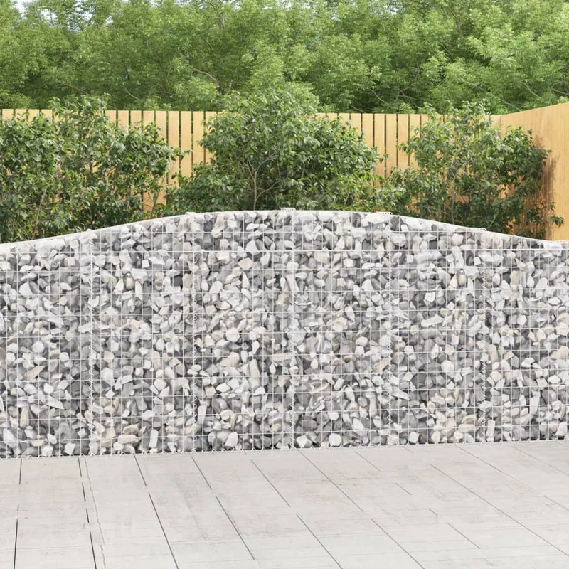 Cestas De Gaviones 8 Uds Forma De Arco Hierro 400x30x100/120 Cm