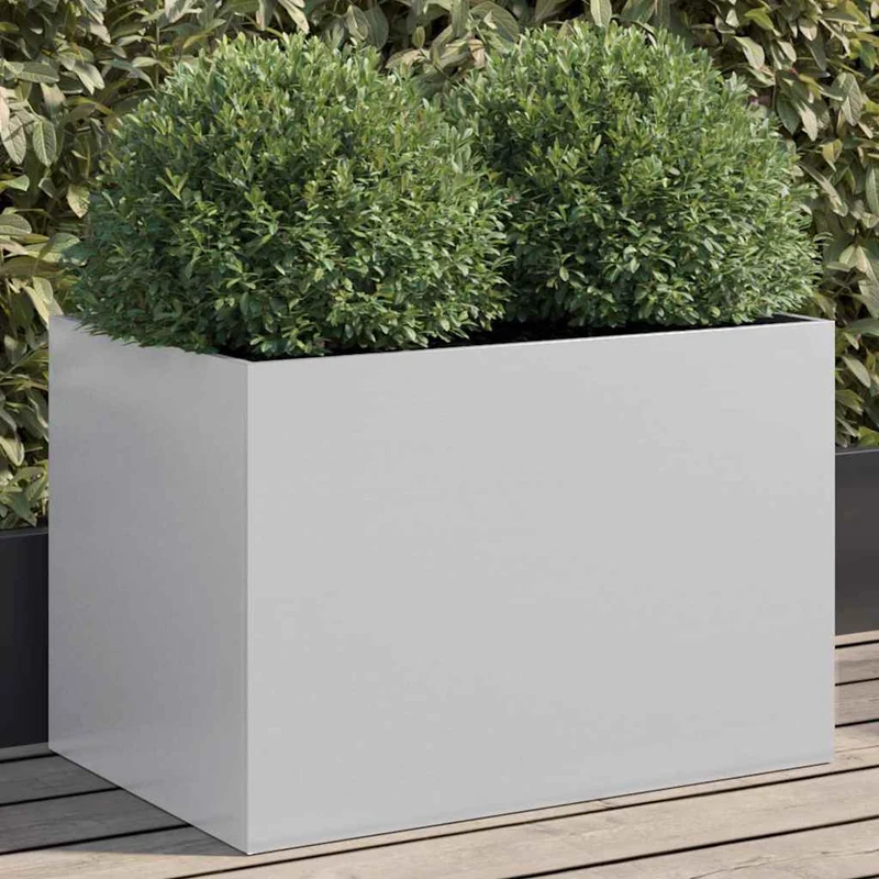 Jardinera De Acero Galvanizado Plateado 62x40x39 Cm