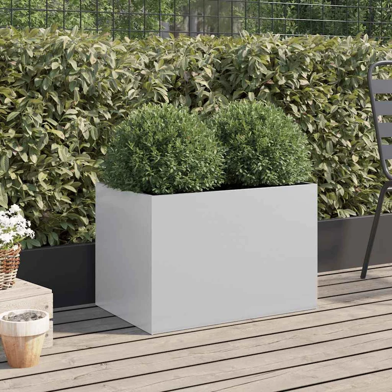 Jardinera De Acero Galvanizado Plateado 62x40x39 Cm