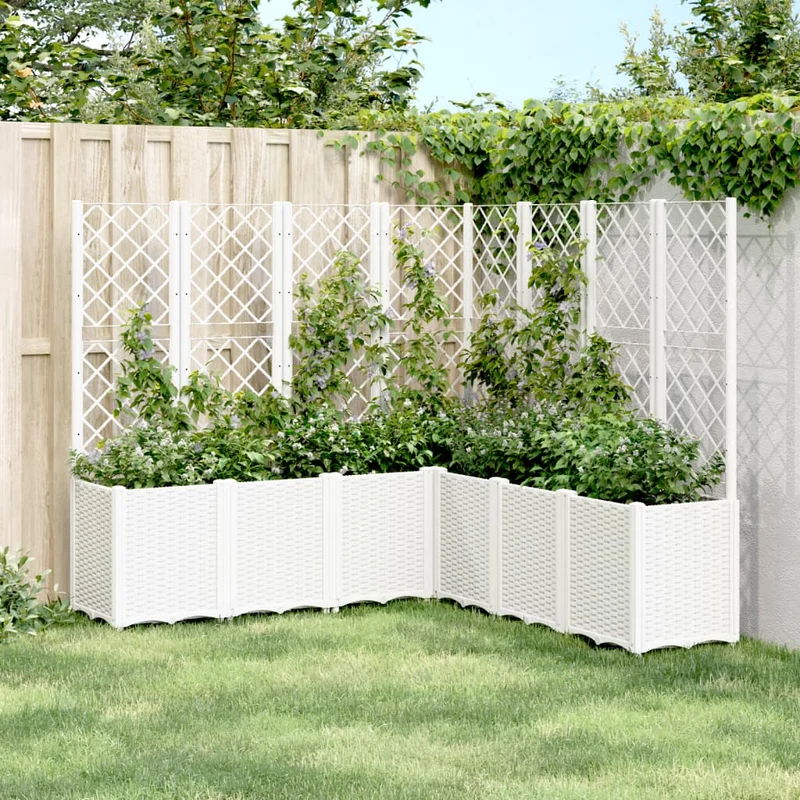 Jardinera Con Enrejado Pp Blanco 160x160x140 Cm