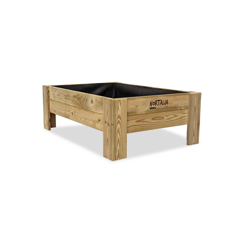 Mesa De Cultivo Elevada De Madera Tratada 120x80x40 Cm Gardenbrico L40 Hortalia