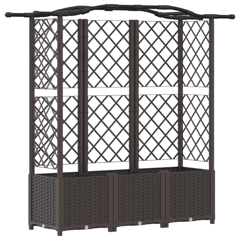 Cama Elevada Con Trellis Y Techo Marrón 163 X 40 X 138 Cm Pp