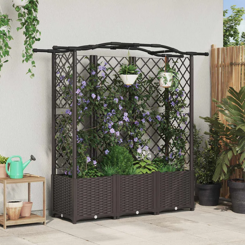 Cama Elevada Con Trellis Y Techo Marrón 163 X 40 X 138 Cm Pp