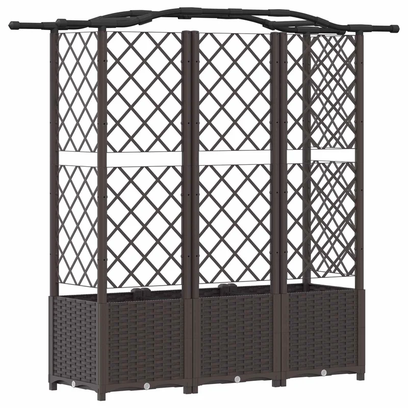 Cama Elevada Con Trellis Y Techo Marrón 163 X 40 X 138 Cm Pp