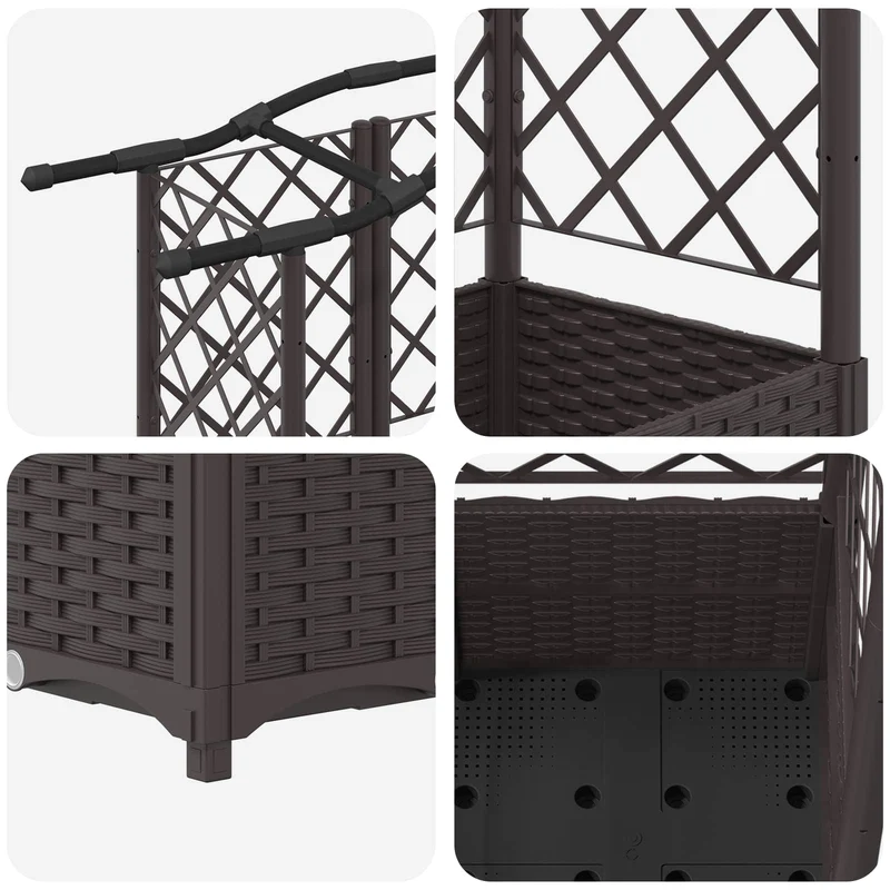 Cama Elevada Con Trellis Y Techo Marrón 163 X 40 X 138 Cm Pp