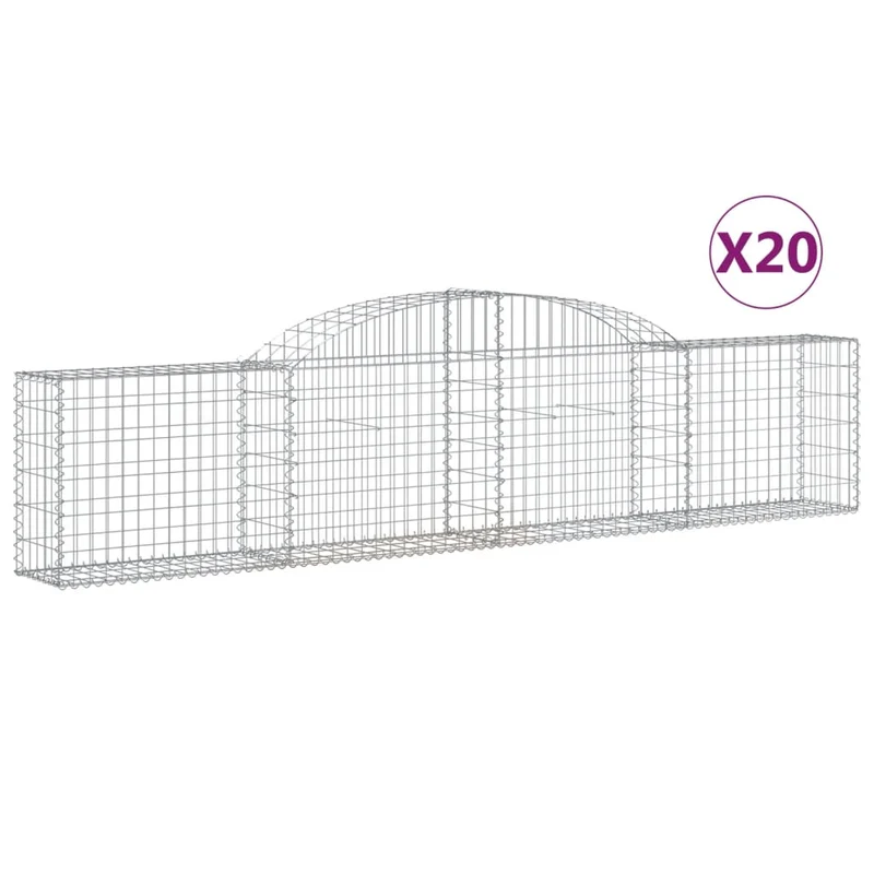 Cestas De Gaviones 20 Uds Forma De Arco Hierro 300x30x60/80 Cm
