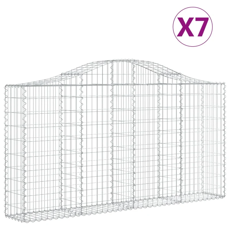 Cestas De Gaviones 7 Uds Forma De Arco Hierro 200x30x100/120 Cm
