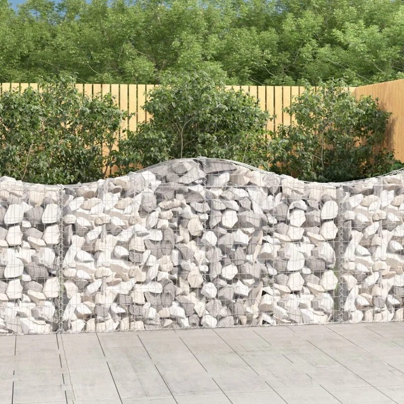 Cestas De Gaviones 7 Uds Forma De Arco Hierro 200x30x100/120 Cm