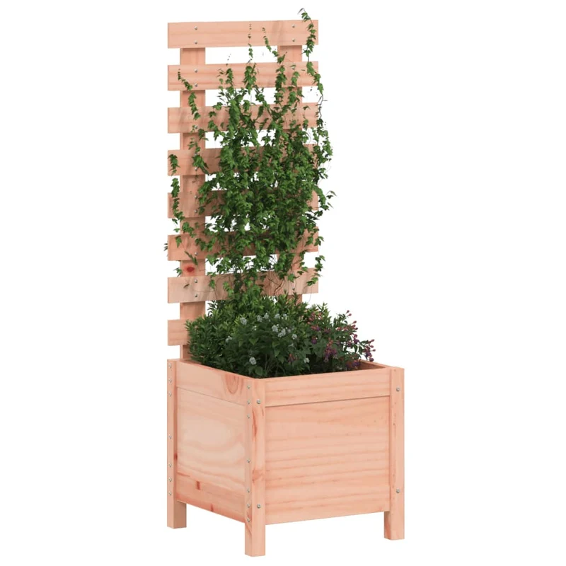 Jardinera Con Estantería Madera Maciza Douglas 39x39,5x114 Cm