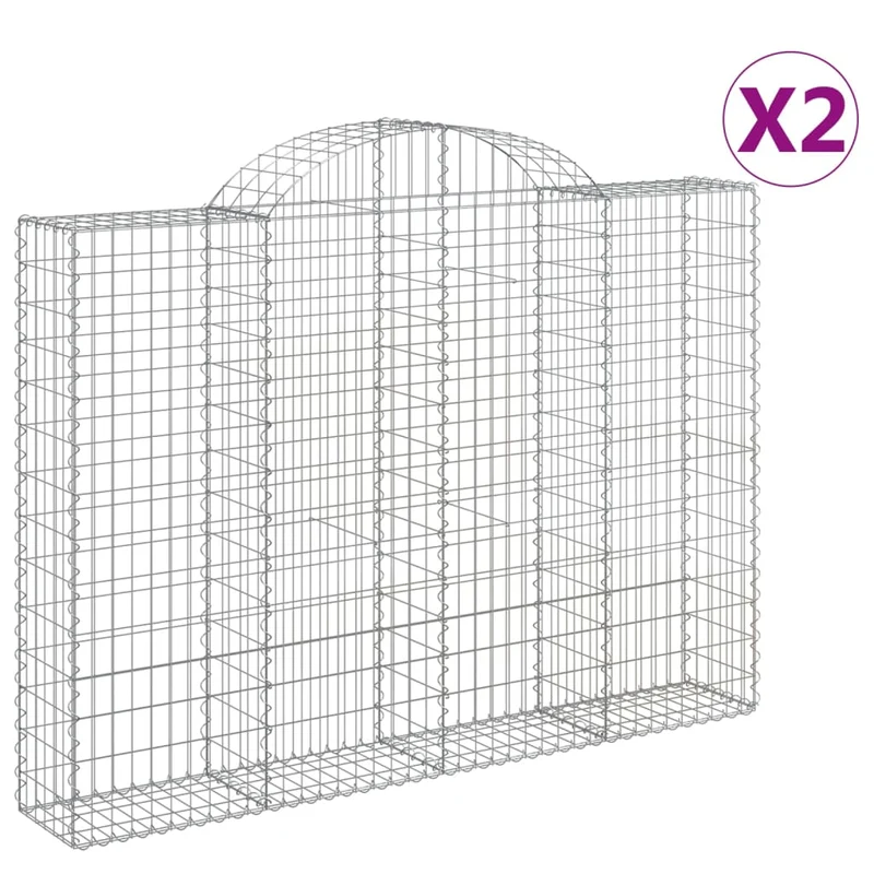 Cestas De Gaviones 2 Uds Forma De Arco Hierro 200x30x140/160 Cm