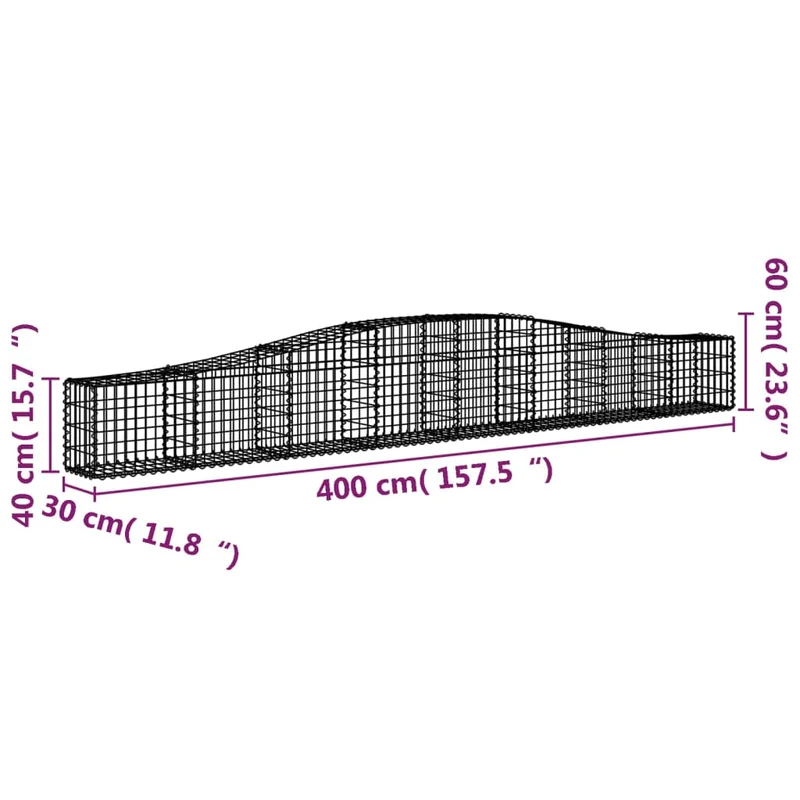 Cestas De Gaviones 5 Uds Forma De Arco Hierro 400x30x40/60 Cm