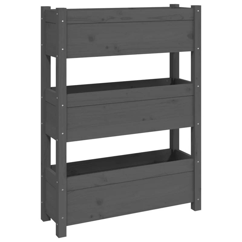 Jardinera De Madera Maciza De Pino Gris 77x25x104,5 Cm