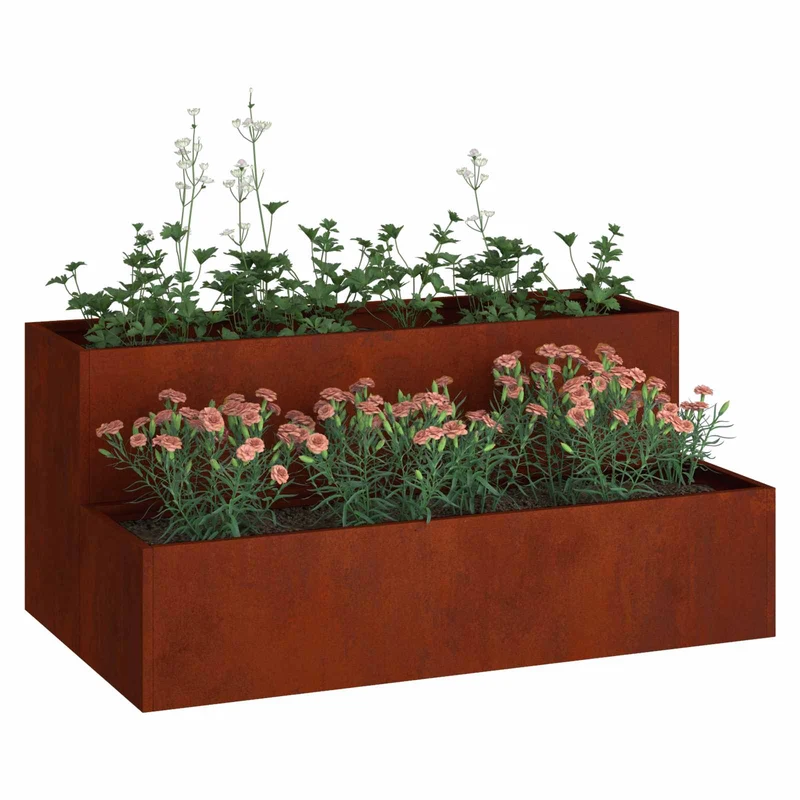 Macetero De Jardín Oxidado 100 X 60 X 45 Cm Acero Autopatinable