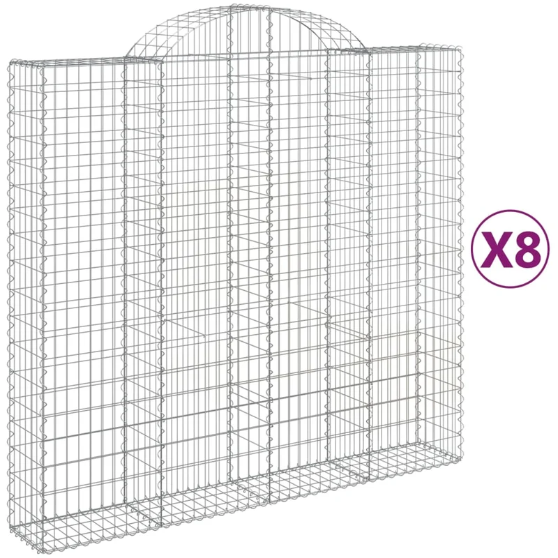 Cestas De Gaviones 8 Uds Forma De Arco Hierro 200x50x180/200 Cm