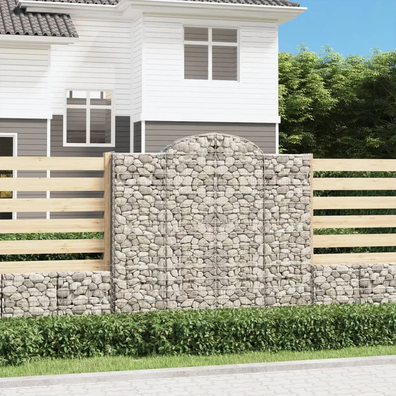 Cestas De Gaviones 8 Uds Forma De Arco Hierro 200x50x180/200 Cm