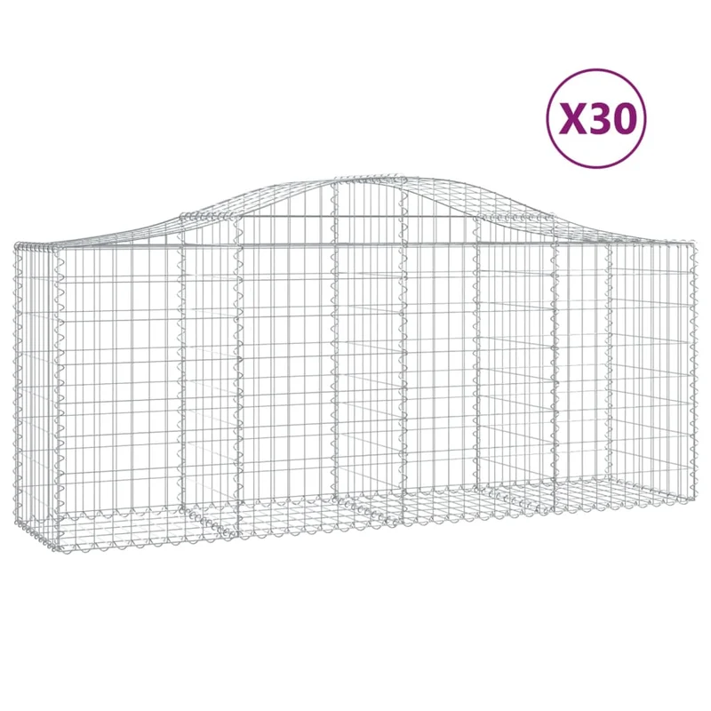 Cestas De Gaviones 30 Uds Forma De Arco Hierro 200x50x80/100 Cm