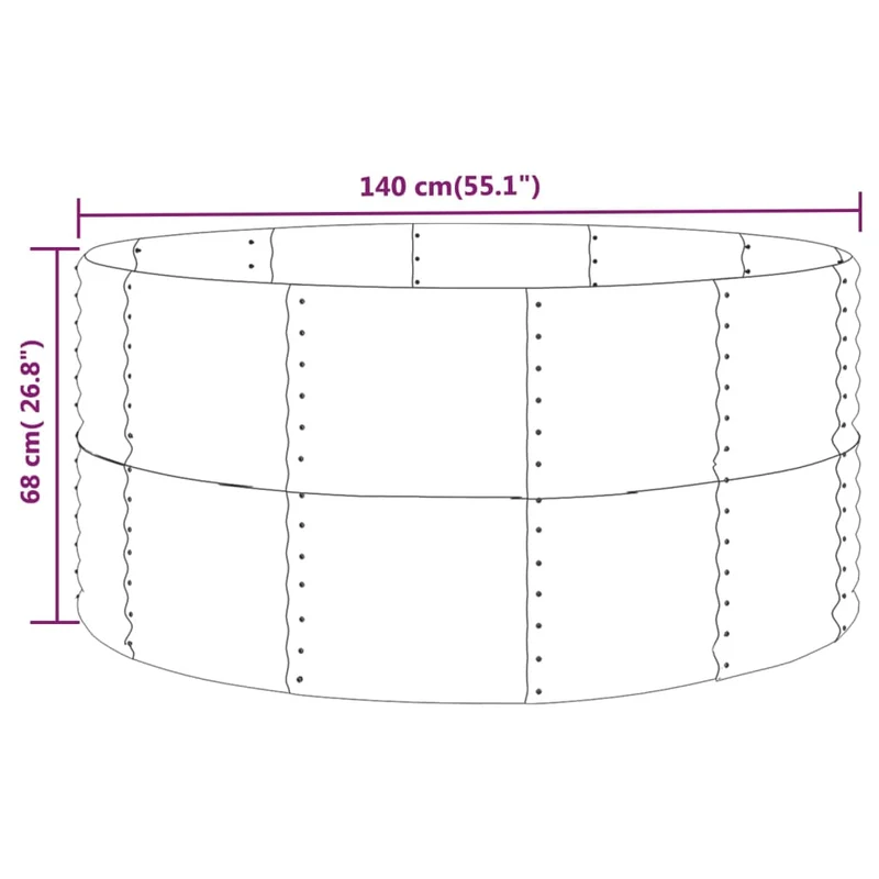 Jardinera Arriate Acero Galvanizado Plata 140x140x68 Cm