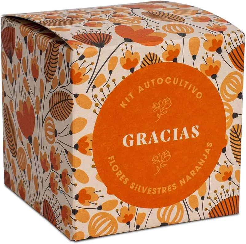 Díselo con Flores "Gracias" Kit Autocultivo Flores Silvestres Naranjas | Regalo Original - Resetea
