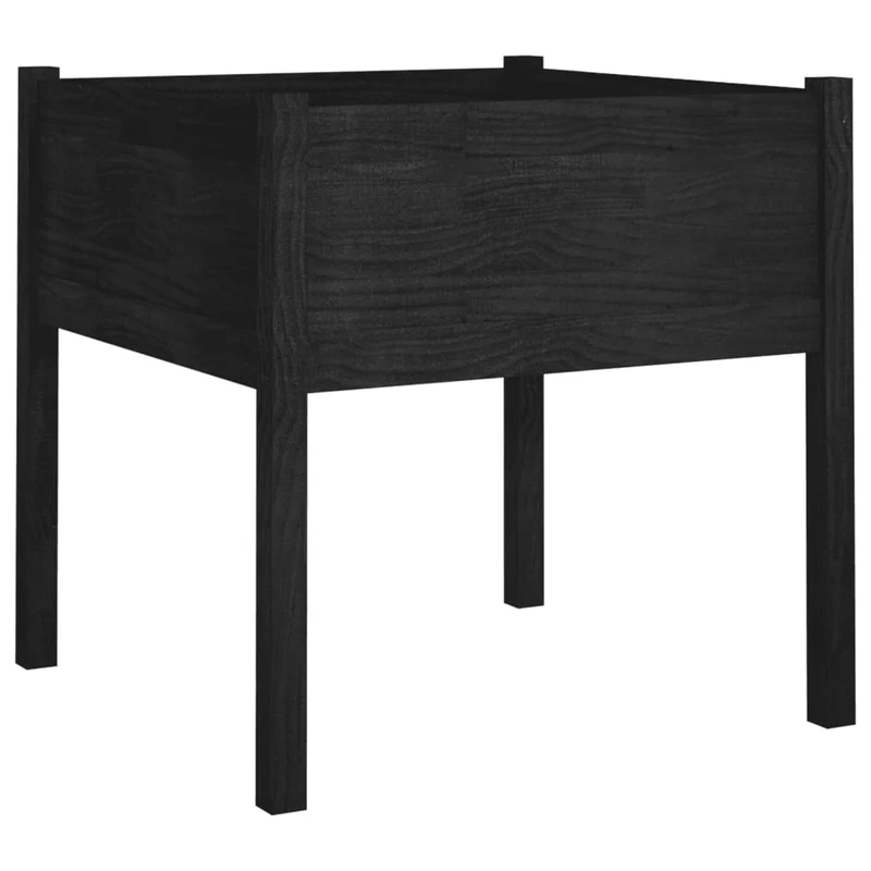 Jardineras 2 Uds Madera Maciza De Pino Negro 70x70x70 Cm