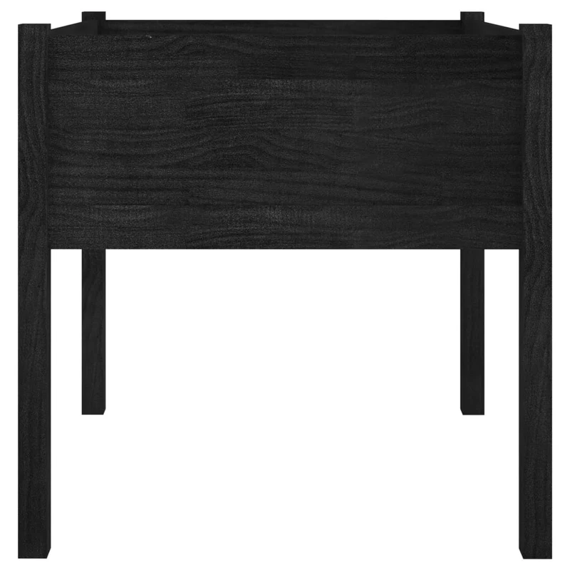 Jardineras 2 Uds Madera Maciza De Pino Negro 70x70x70 Cm