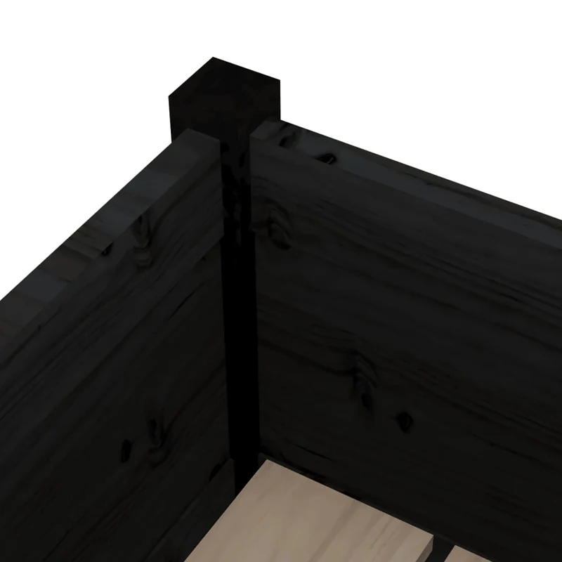 Jardineras 2 Uds Madera Maciza De Pino Negro 70x70x70 Cm