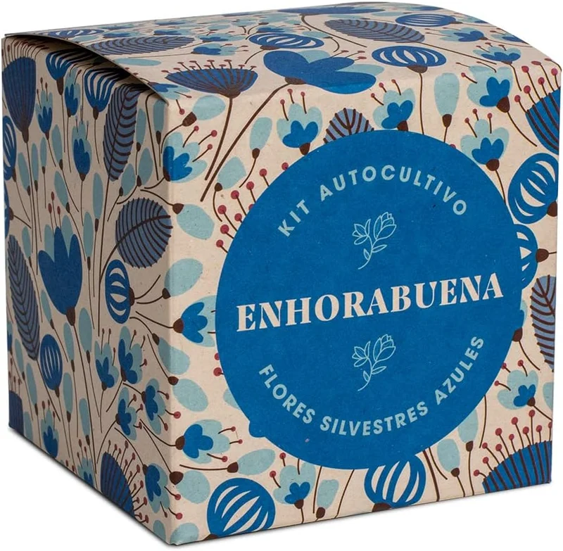 Díselo con Flores "Enhorabuena" Kit Cultivo Flores Silvestres Azules | Regalo Original - Resetea