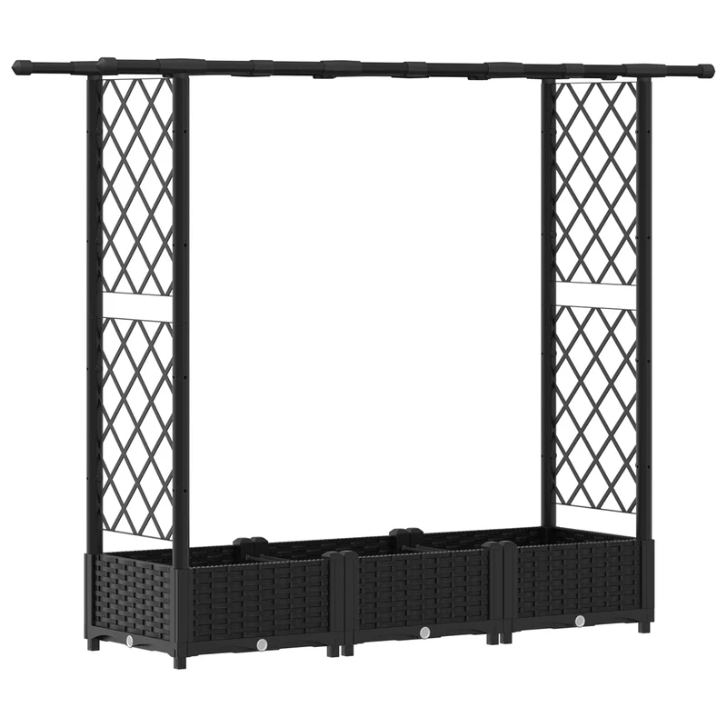 Cama Elevada Con Trellis Y Techo Negro 164 X 40 X 121 Cm Pp